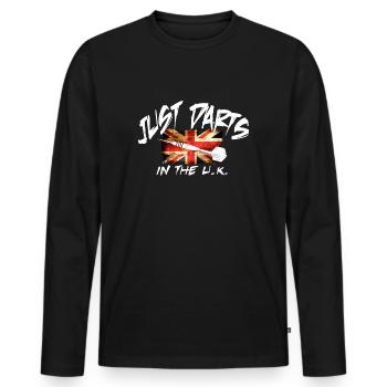 Just Darts in th UK - Männer Premium Bio Langarmshirt - Schwarz - Vorne - Nico (187cm)