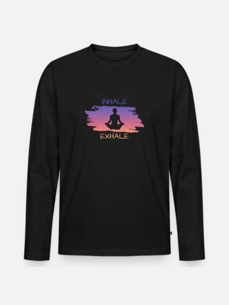 Inhale Exhale Namaste - Männer Premium Bio Langarmshirt - Schwarz