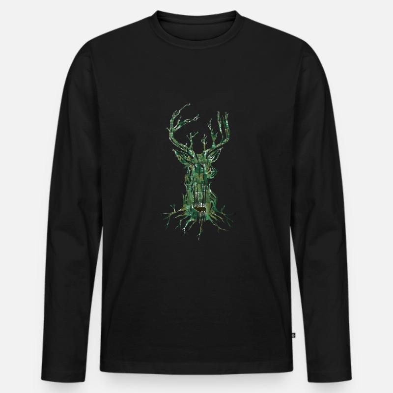 Hirschbaum - Männer Premium Bio Langarmshirt - Schwarz