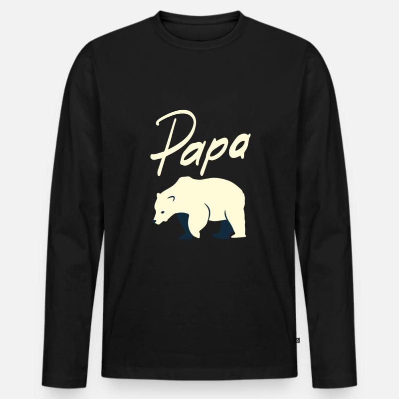 Papa ours - Männer Premium Bio Langarmshirt - Schwarz