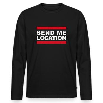 Envoyez-moi l’emplacement - Cool Meme - T-shirt manches longues Premium bio Homme - noir - Devant - Nico (187cm)