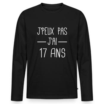 j'peux pas j'ai 17 ans cadeau anniversaire 17 ans - T-shirt manches longues Premium bio Homme - noir - Devant - Nico (187cm)