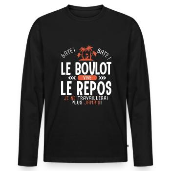Cadeau retraite Humour retraite fini le travail - T-shirt manches longues Premium bio Homme - noir - Devant - Nico (187cm)