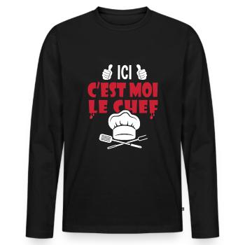 ici c est moi le chef cadeau papa cuisinier - T-shirt manches longues Premium bio Homme - noir - Devant - Nico (187cm)