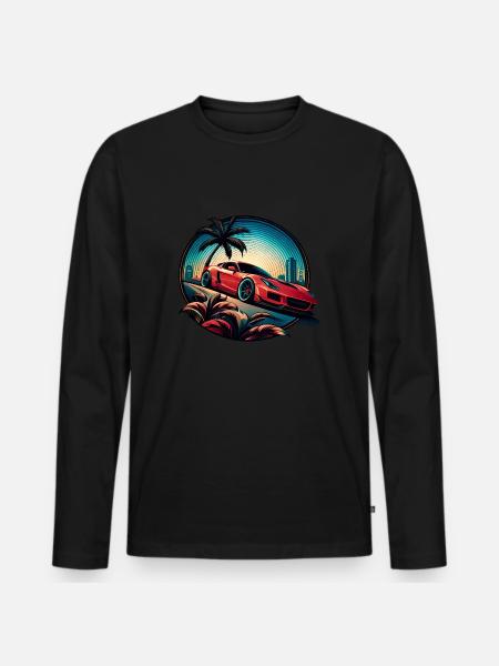 RED SUPERCAR - Männer Premium Bio Langarmshirt - Schwarz
