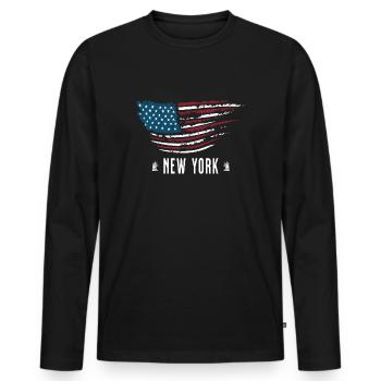 New York - T-shirt manches longues Premium bio Homme - noir - Devant - Nico (187cm)