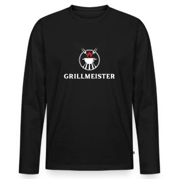 Grillmeister - Männer Premium Bio Langarmshirt - Schwarz - Vorne - Nico (187cm)
