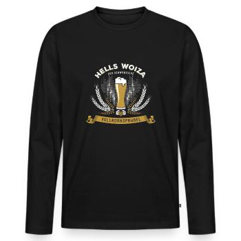 Hells Woiza – der schwäbische Vollkornsprudel - Männer Premium Bio Langarmshirt - Schwarz - Vorne - Nico (187cm)
