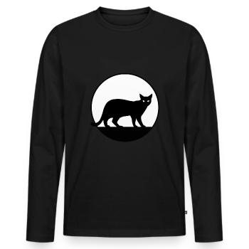 Mignon Cat Motif Autocollant Tablier Coupe Chemise - T-shirt manches longues Premium bio Homme - noir - Devant - Nico (187cm)