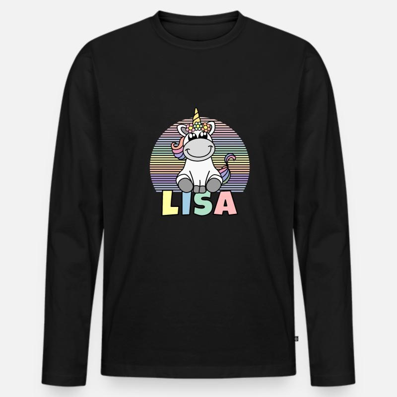 Lisa Einhorn Name - Männer Premium Bio Langarmshirt - Schwarz