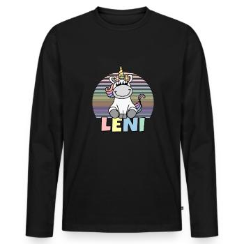 Leni Einhorn Name - Männer Premium Bio Langarmshirt - Schwarz - Vorne - Nico (187cm)