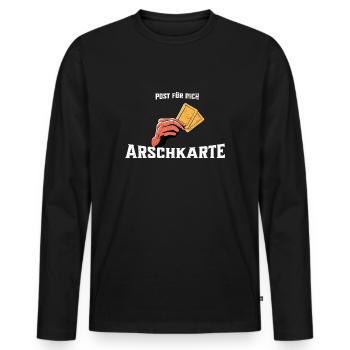 Post für dich Arschkarte - Männer Premium Bio Langarmshirt - Schwarz - Vorne - Nico (187cm)