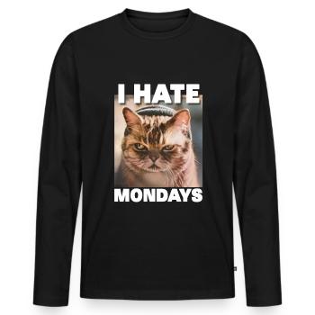 I hate mondays saying cat monday funny - Men's Premium Organic Long Sleeve Shirt - black - Front - Nico (187cm)