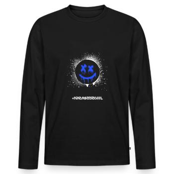 Kindness Is Cool Positive Statement Shirt - Men's Premium Organic Long Sleeve Shirt - black - Front - Nico (187cm)