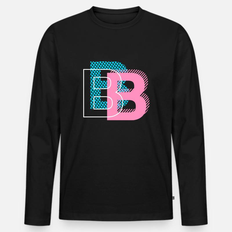 B wie Buchstabe - Männer Premium Bio Langarmshirt - Schwarz