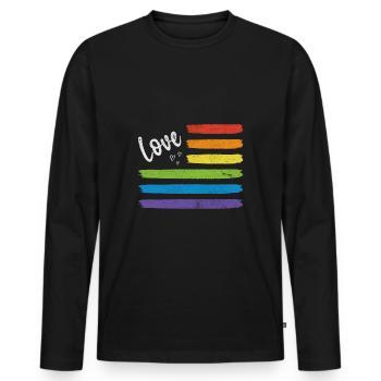 Love LGBT Flagge - Männer Premium Bio Langarmshirt - Schwarz - Vorne - Nico (187cm)