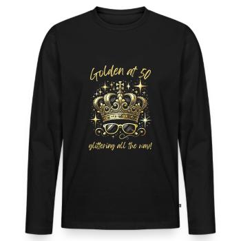 50e anniversaire : doré, scintillant et fabuleux - T-shirt manches longues Premium bio Homme - noir - Devant - Nico (187cm)