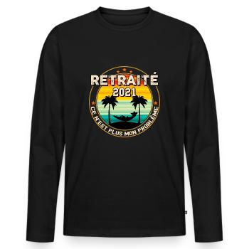 Retraité homme cadeau départ en retraite - T-shirt manches longues Premium bio Homme - noir - Devant - Nico (187cm)