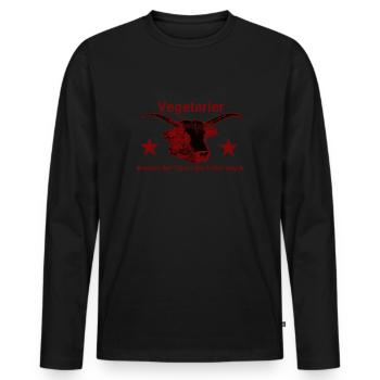 Vegetarier essen den Tieren das Futter weg - Männer Premium Bio Langarmshirt - Schwarz - Vorne - Nico (187cm)