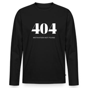 404 Motivation nicht gefunden - Männer Premium Bio Langarmshirt - Schwarz - Vorne - Nico (187cm)