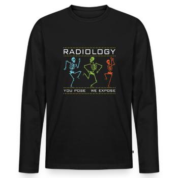 Dewi Dancing Skeletons - Radiologist Design - Men's Premium Organic Long Sleeve Shirt - black - Front - Nico (187cm)