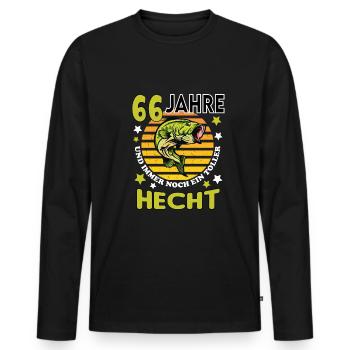 Geburtstag Toller Hecht Alter Jahre 66 - Männer Premium Bio Langarmshirt - Schwarz - Vorne - Nico (187cm)