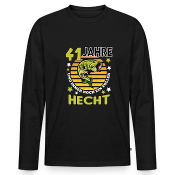 Geburtstag Toller Hecht Alter Jahre 41 - Männer Premium Bio Langarmshirt - Schwarz - Vorne - Nico (187cm)