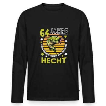 Geburtstag Toller Hecht Alter Jahre 64 - Männer Premium Bio Langarmshirt - Schwarz - Vorne - Nico (187cm)