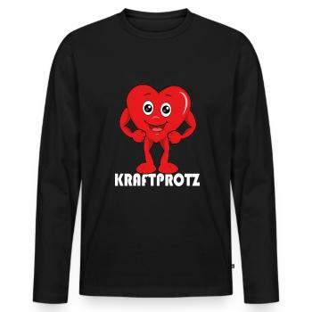 Kraftprotz Bodybuilder Krafttraining Sport Herz - Männer Premium Bio Langarmshirt - Schwarz - Vorne - Nico (187cm)