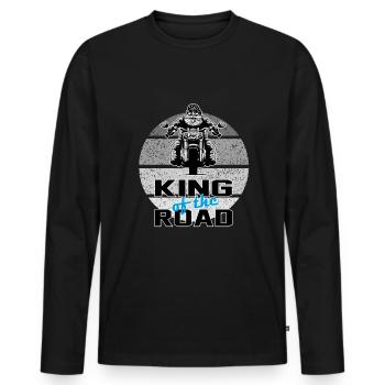 Motorradfahrer King of the Road - Männer Premium Bio Langarmshirt - Schwarz - Vorne - Nico (187cm)