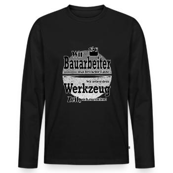 Sprüche Arbeit Beruf Bauarbeiter Job - Männer Premium Bio Langarmshirt - Schwarz - Vorne - Nico (187cm)