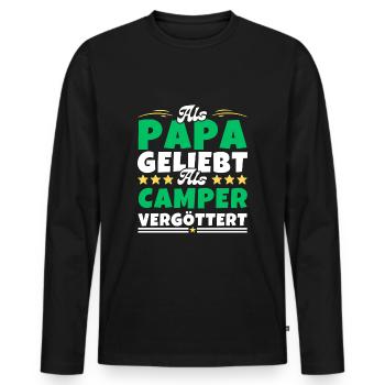 Aimé en tant que père, adoré en tant que campeur - T-shirt manches longues Premium bio Homme - noir - Devant - Nico (187cm)