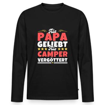Loved as a dad, adored as a camper - Men's Premium Organic Long Sleeve Shirt - black - Front - Nico (187cm)