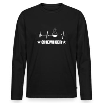 Chemie - Männer Premium Bio Langarmshirt - Schwarz - Vorne - Nico (187cm)