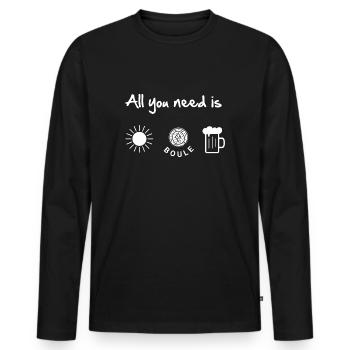 All you need is Boule - Männer Premium Bio Langarmshirt - Schwarz - Vorne - Nico (187cm)