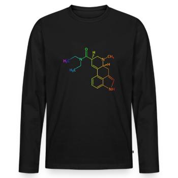LSD molecule Bicycle Day Acid chemistry drug drug - Men's Premium Organic Long Sleeve Shirt - black - Front - Nico (187cm)
