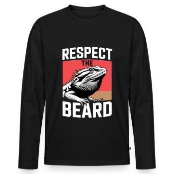 Respect the Beard! Bearded Dragon Reptile Terraristics - Men's Premium Organic Long Sleeve Shirt - black - Front - Nico (187cm)