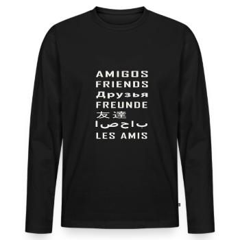 Amis dans différentes langues Друзья Amis - T-shirt manches longues Premium bio Homme - noir - Devant - Nico (187cm)