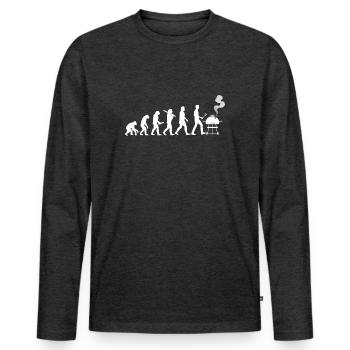 Evolution Grillbarbecue BBQ Ball Grill Gift - Men's Premium Organic Long Sleeve Shirt - heather anthracite - Front - Nico (187cm)