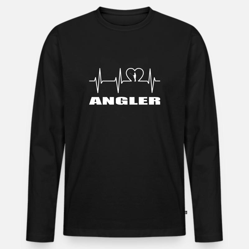 Angeln - Männer Premium Bio Langarmshirt - Schwarz