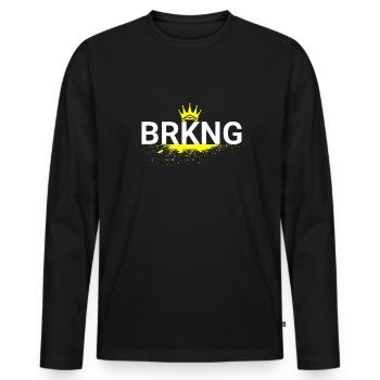 BierKNG - Männer Premium Bio Langarmshirt - Schwarz - Vorne - Nico (187cm)