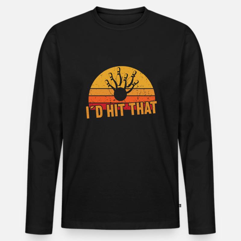 I´d hit that / Bowling - Männer Premium Bio Langarmshirt - Schwarz