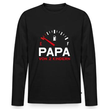 VATER ZWEI KINDER PAPA VON 2 KINDERN VATERTAG - Männer Premium Bio Langarmshirt - Schwarz - Vorne - Nico (187cm)