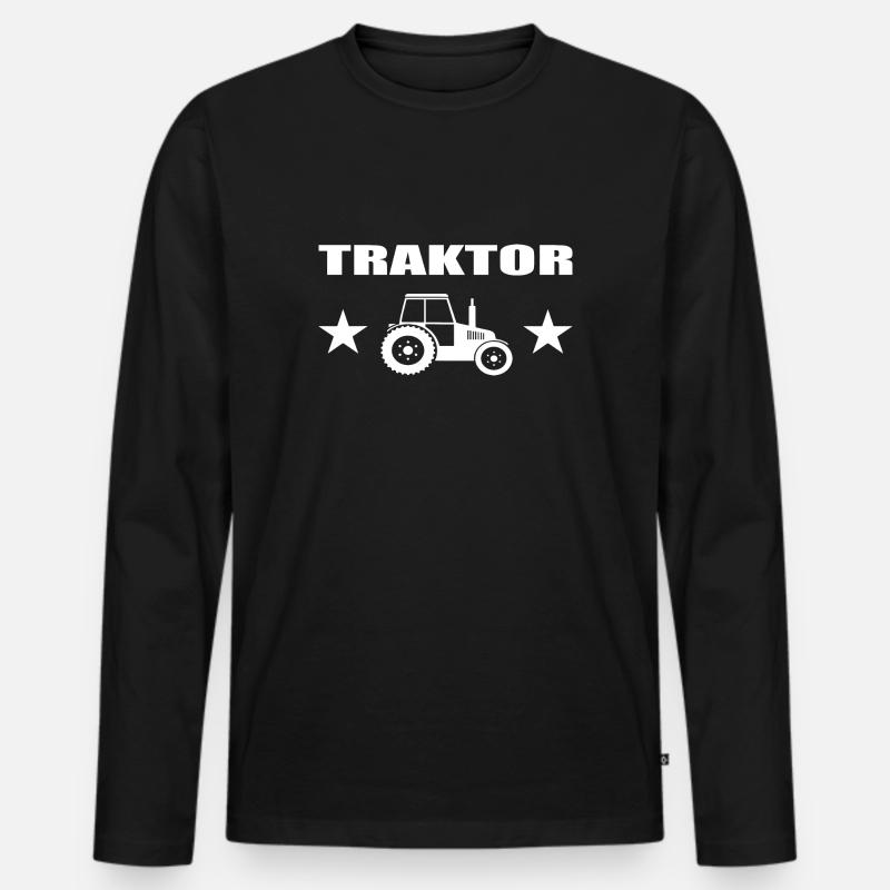 Traktor - Männer Premium Bio Langarmshirt - Schwarz