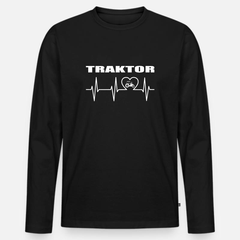 Traktor - Männer Premium Bio Langarmshirt - Schwarz
