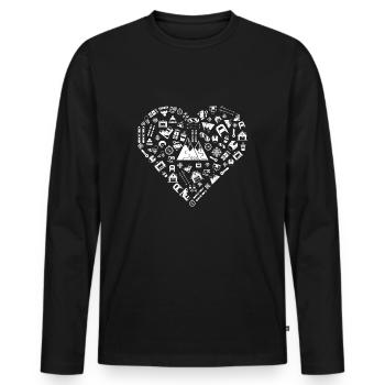 J'aime skier | Ski de neige hiver coeur de neige - T-shirt manches longues Premium bio Homme - noir - Devant - Nico (187cm)
