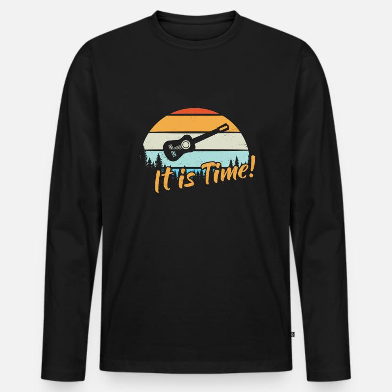 It is Time / Gitarre - Männer Premium Bio Langarmshirt - Schwarz