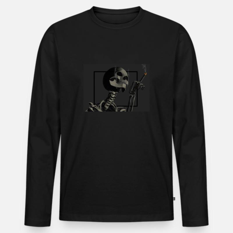 Skelett raucht Zigaretten - Männer Premium Bio Langarmshirt - Schwarz