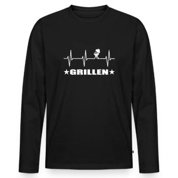 BBQ - Männer Premium Bio Langarmshirt - Schwarz - Vorne - Nico (187cm)