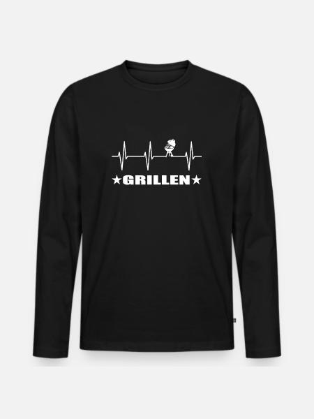 BBQ - Männer Premium Bio Langarmshirt - Schwarz